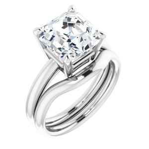Rings 14K White 9 mm Asscher Engagement Ring Mounting
