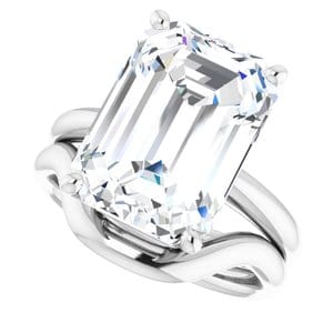 Rings Sterling Silver 14x10 mm Emerald Engagement Ring Mounting