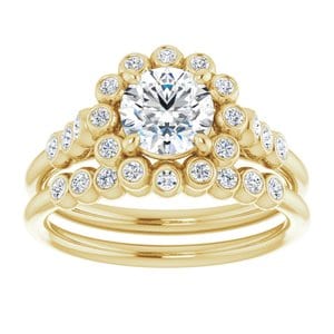 Rings 14K Yellow 6 mm Round Halo-Style Bezel-Set Engagement Ring Mounting
