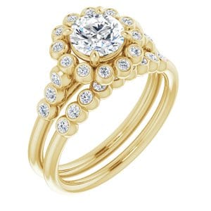Rings 14K Yellow 6 mm Round Halo-Style Bezel-Set Engagement Ring Mounting