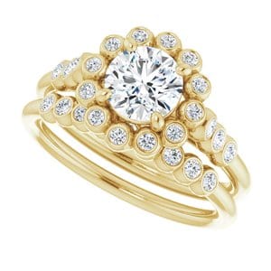 Rings 14K Yellow 6 mm Round Halo-Style Bezel-Set Engagement Ring Mounting