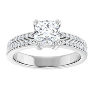 Rings 14K White 6 mm Cushion Engagement Ring Mounting
