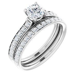 Rings 18K White 5.2 mm Round Engagement Ring Mounting