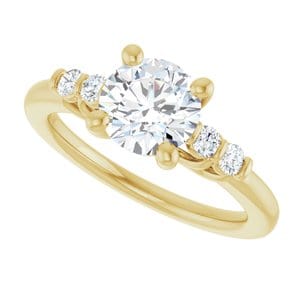 Rings 14K Yellow 7 mm Round Engagement Ring Mounting