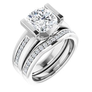 Rings 14K White 8 mm Cushion Engagement Ring Mounting