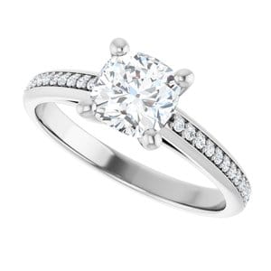 Rings 14K White 6 mm Cushion Engagement Ring Mounting