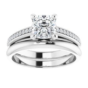 Rings 14K White 6 mm Cushion Engagement Ring Mounting