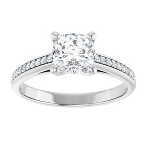 Rings 14K White 6 mm Cushion Engagement Ring Mounting