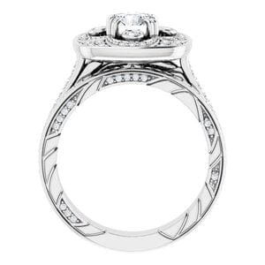 Rings 14K White 5.2 mm Round Vintage-Inspired Halo-Style Engagement Ring Mounting