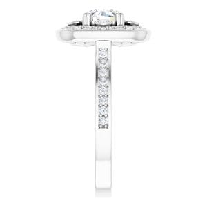 Rings 14K White 5.2 mm Round Vintage-Inspired Halo-Style Engagement Ring Mounting