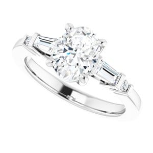 Rings 14K White 8x6 mm Oval Engagement Ring Mounting