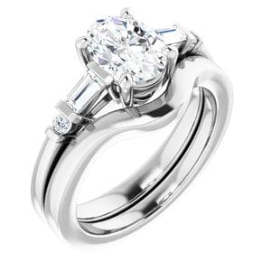 Rings 14K White 8x6 mm Oval Engagement Ring Mounting