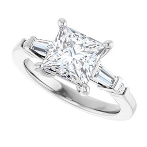 Rings 14K White 7 mm Square Engagement Ring Mounting