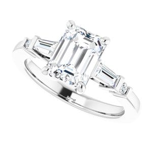 Rings 14K White 8x6 mm Emerald Engagement Ring Mounting
