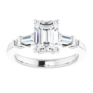 Rings 14K White 8x6 mm Emerald Engagement Ring Mounting