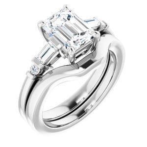 Rings 14K White 8x6 mm Emerald Engagement Ring Mounting