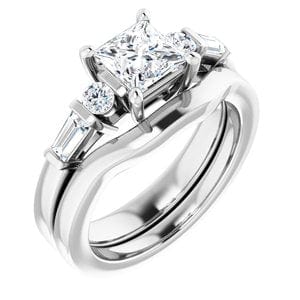 Rings 14K White 5.5 mm Square Engagement Ring Mounting
