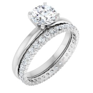 Rings 14K White 6.5 mm Round Solitaire Engagement Ring Mounting