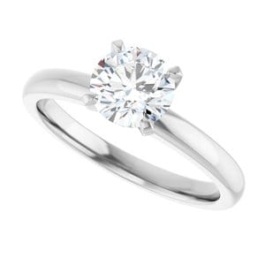 Rings 14K White 6.5 mm Round Solitaire Engagement Ring Mounting