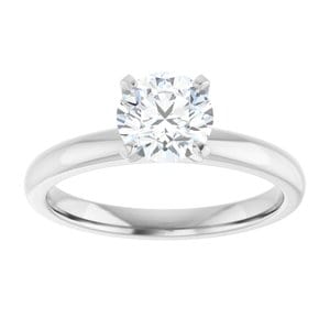 Rings 14K White 6.5 mm Round Solitaire Engagement Ring Mounting