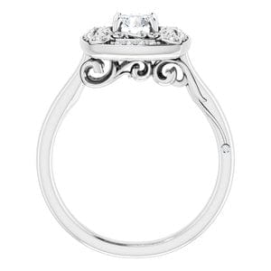 Rings 14K White 5.2 mm Round Vintage-Inspired Halo-Style Engagement Ring Mounting