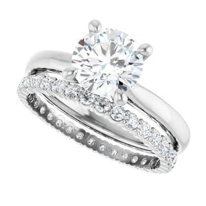 Rings 14K White 7.4 mm Round Solitaire Engagement Ring Mounting