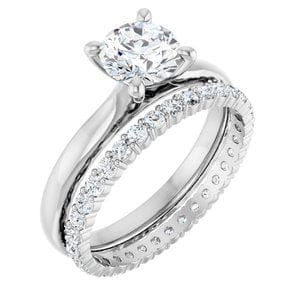 Rings 14K White 6.5 mm Round Solitaire Engagement Ring Mounting