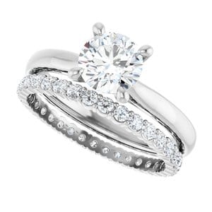 Rings 14K White 6.5 mm Round Solitaire Engagement Ring Mounting