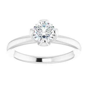 Rings 14K White 6.5 mm Round Solitaire Engagement Ring Mounting