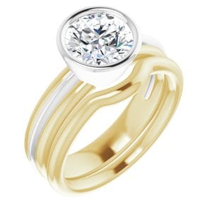 Rings 14K Yellow & White 7.4 mm Round Engagement Ring Mounting