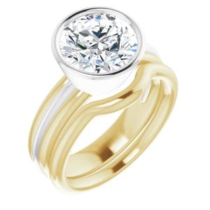 Rings 14K Yellow & White 9 mm Round Engagement Ring Mounting