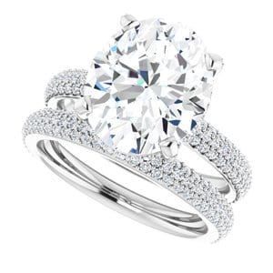 Rings 14K White 12x10 mm Oval Engagement Ring Mounting