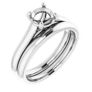 Rings 14K White 6.5 mm Round Solitaire Engagement Ring Mounting