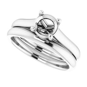 Rings 14K White 7.4 mm Round Solitaire Engagement Ring Mounting