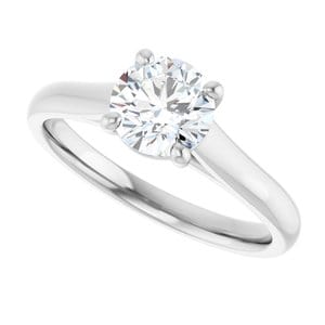 Rings 14K White 7.4 mm Round Solitaire Engagement Ring Mounting