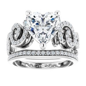 Rings 14K White 9x9 mm Heart Engagement Ring Mounting