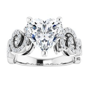 Rings 14K White 9x9 mm Heart Engagement Ring Mounting