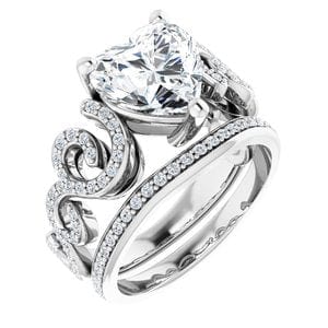 Rings 14K White 9x9 mm Heart Engagement Ring Mounting