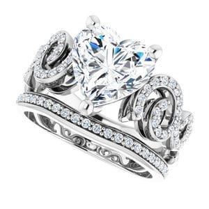 Rings 14K White 9x9 mm Heart Engagement Ring Mounting