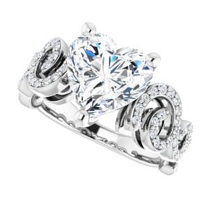 Rings 14K White 9x9 mm Heart Engagement Ring Mounting
