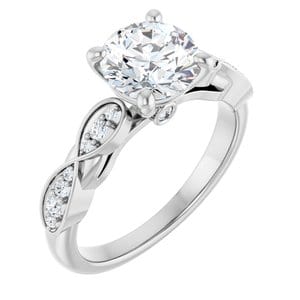 Rings 14K White 7.4 mm Round Infinity-Inspired Engagement Ring Mounting