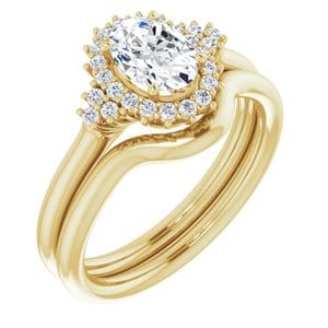 Rings 14K Yellow 7x5 mm Oval Halo-Style Engagement Ring Mounting