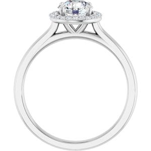 Rings 14K White 6 mm Round .08 CTW Natural Diamond Semi-Set Engagement Ring