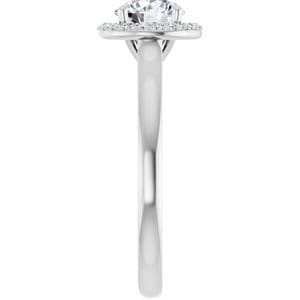 Rings 14K White 6 mm Round .08 CTW Natural Diamond Semi-Set Engagement Ring