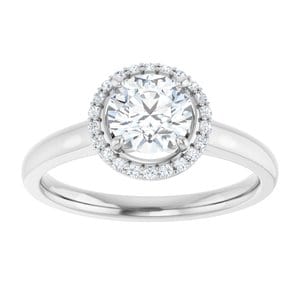 Rings 14K White 6 mm Round .08 CTW Natural Diamond Semi-Set Engagement Ring