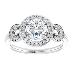 Rings 14K White 6.5 mm Round 1/3 CTW Natural Diamond Semi-Set Engagement Ring