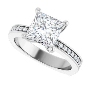 Rings 14K White 7 mm Square Engagement Ring Mounting
