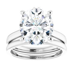 Rings 14K White 12x10 mm Oval Engagement Ring Mounting