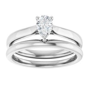 Rings 10K White 6x4 mm Pear Engagement Ring Mounting
