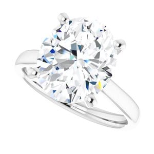 Rings 14K White 12x10 mm Oval Engagement Ring Mounting